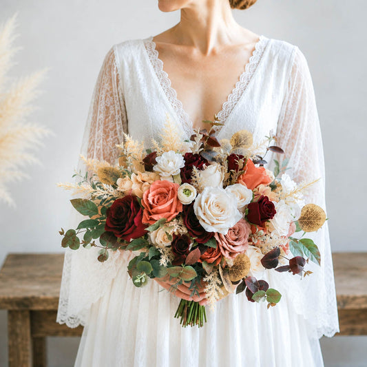 Burgundy Wildflower Wedding Bouquet