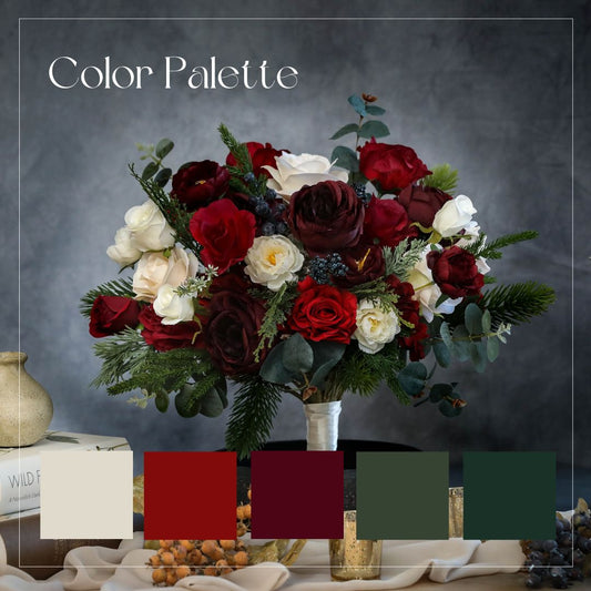 Winter Burgundy And White Bouquet