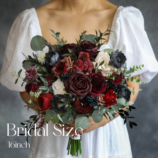 Burgundy & Ivory Gray Bouquet