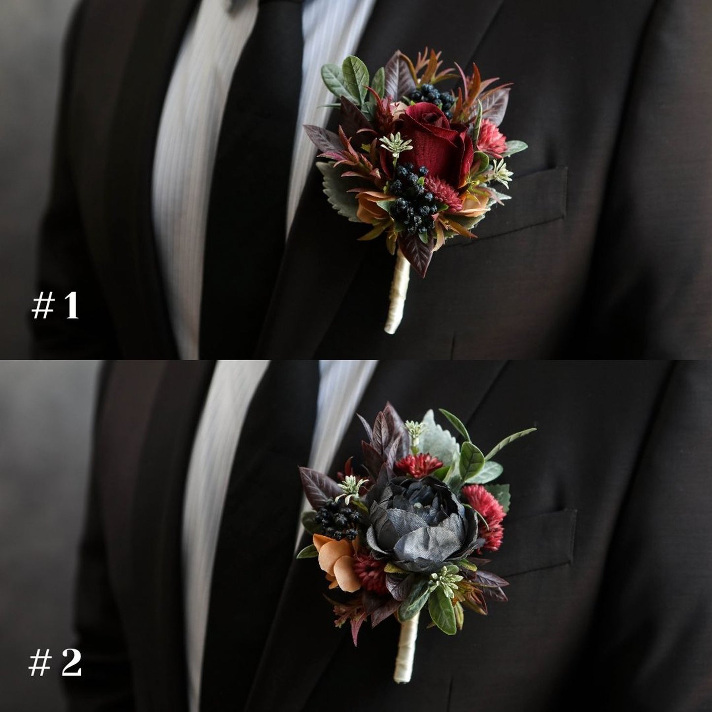 Burgundy & Ivory Gray Bouquet