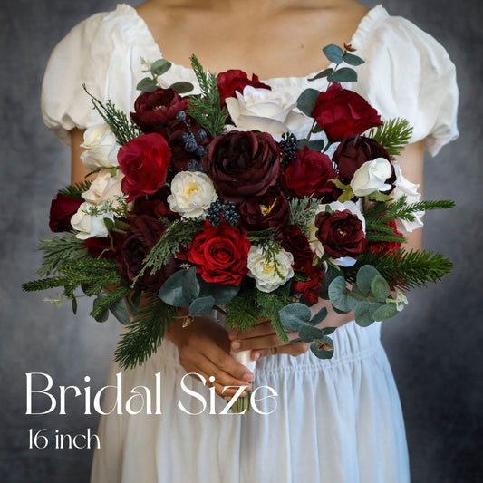 Winter Burgundy And White Bouquet