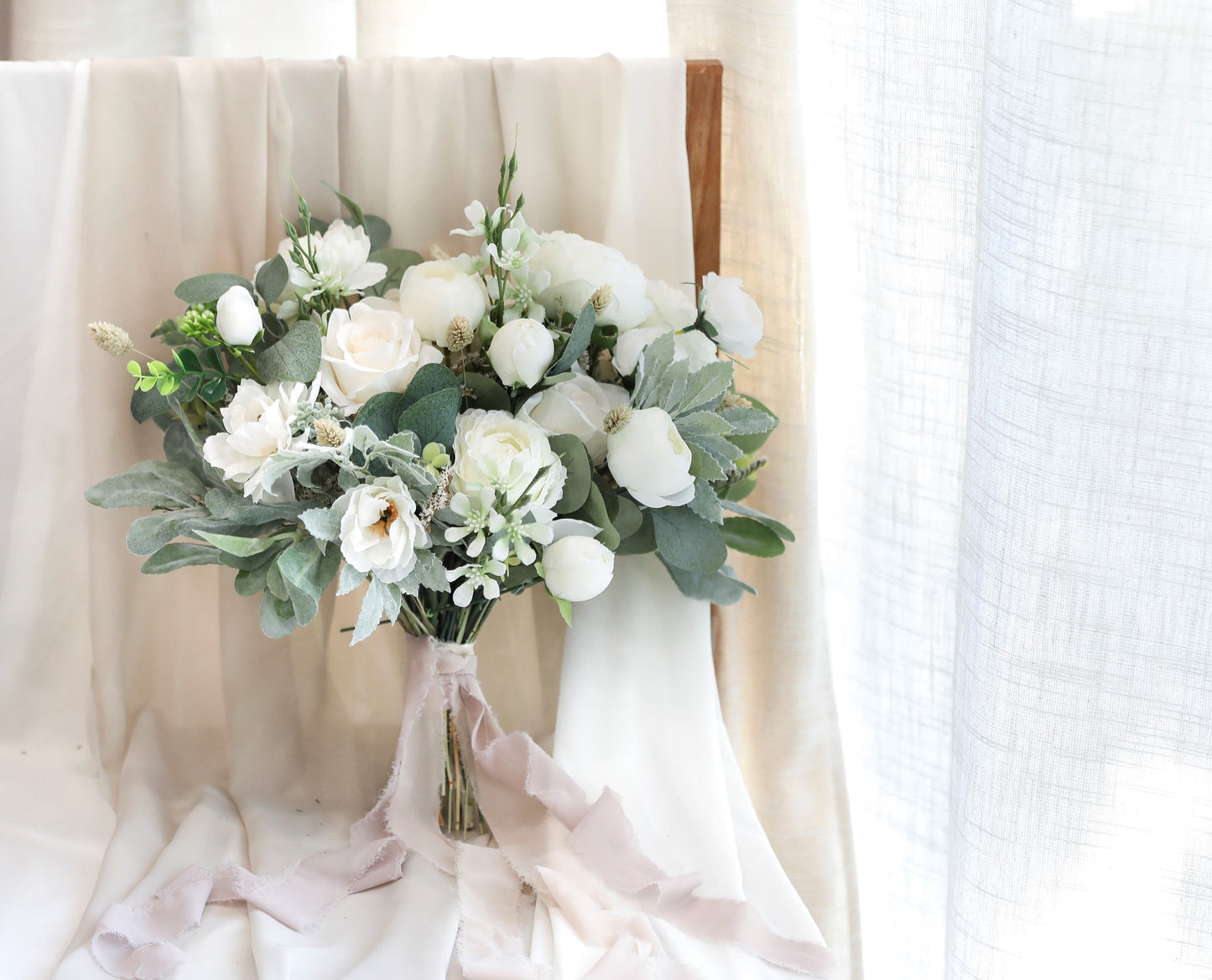 White Sage Silk Flowers Bouquet