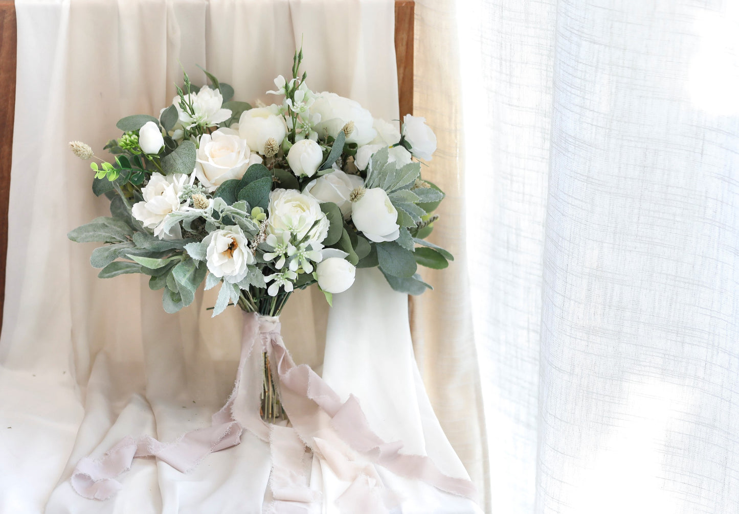 White Sage Silk Flowers Bouquet