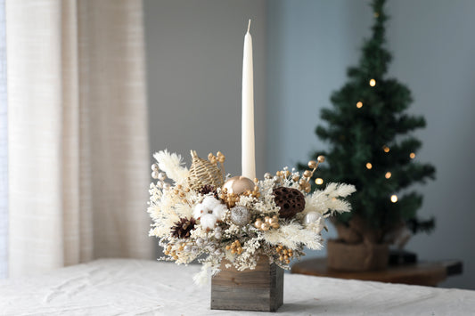White & Gold Candle Centerpiece