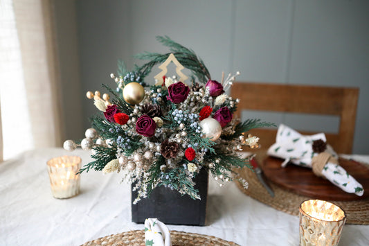 Hot Pink & Tree Winter Arrangement