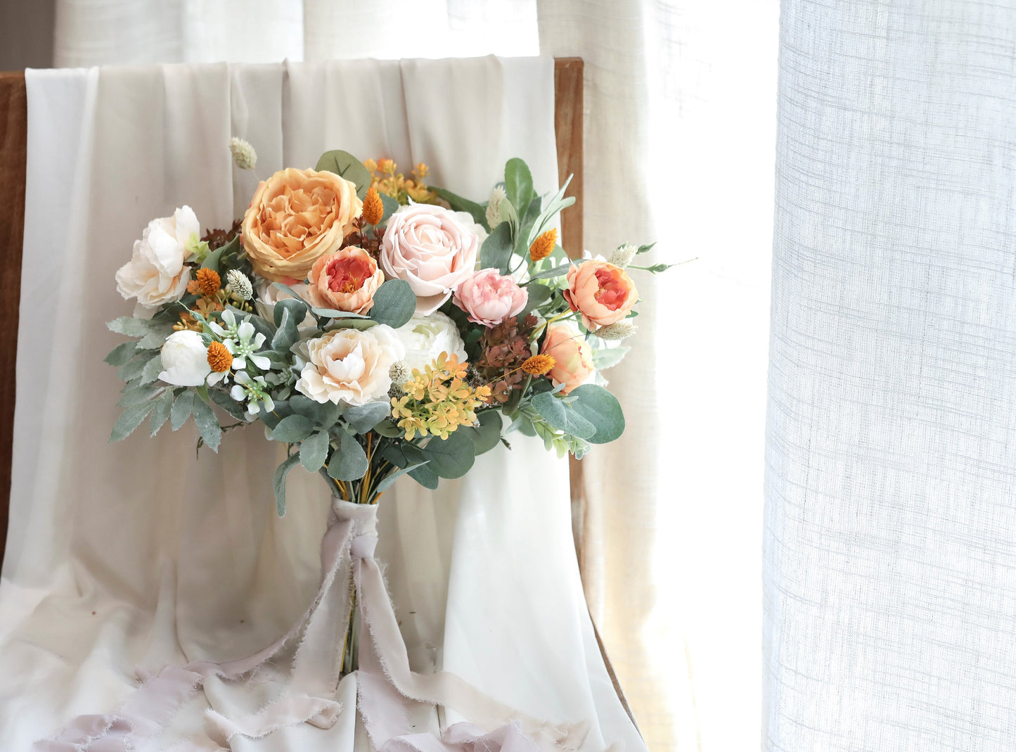 Yellow & Orange Silk Flowers Bouquet