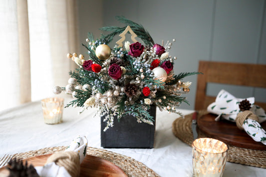 Hot Pink & Tree Winter Arrangement