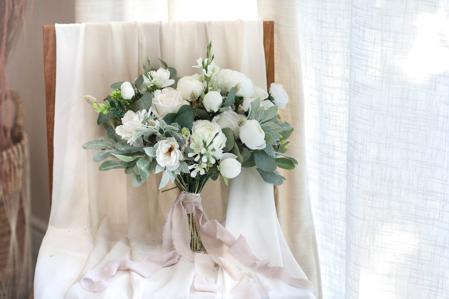 White Sage Silk Flowers Bouquet