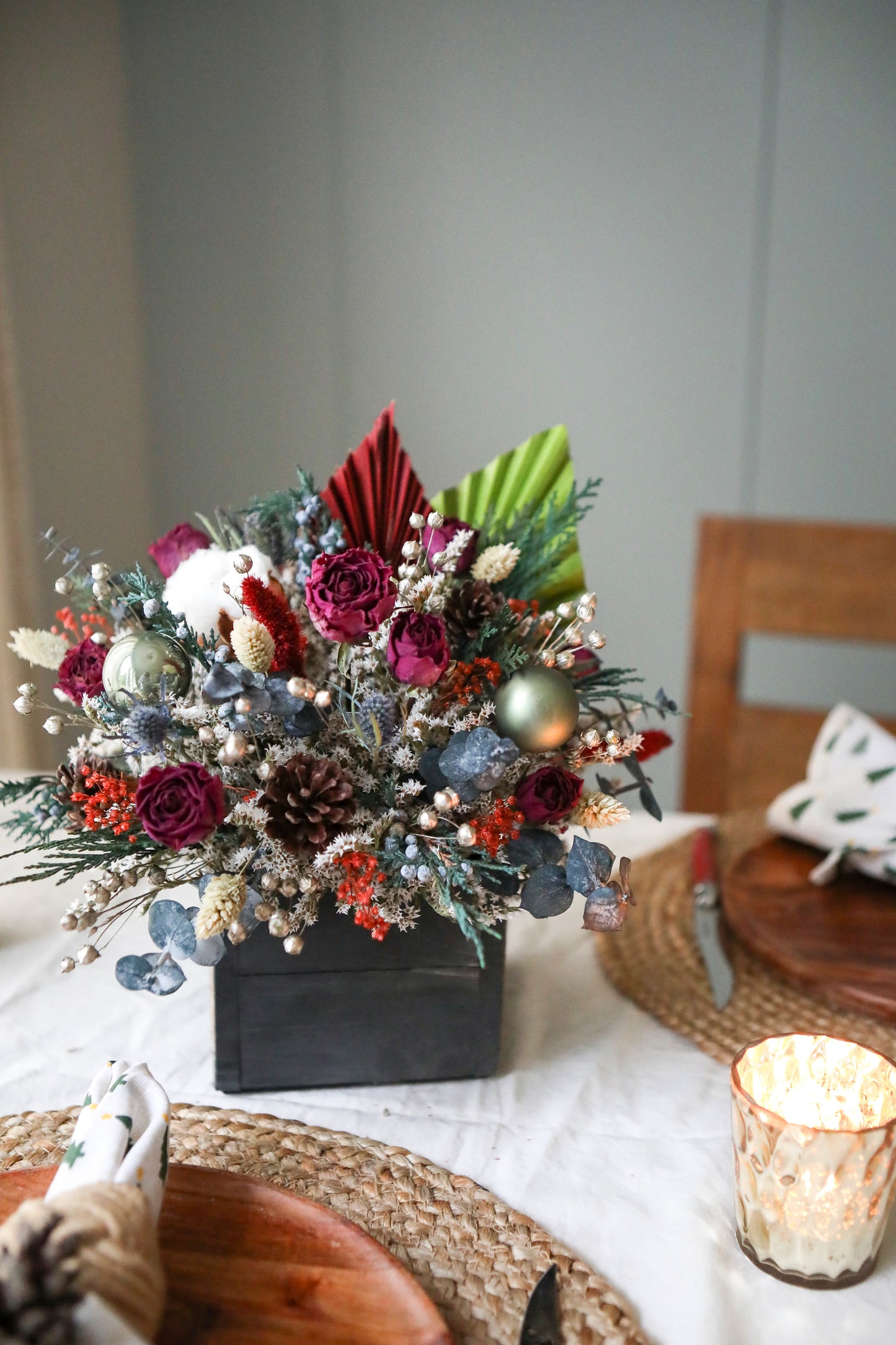 Red & Green Winter Centerpiece