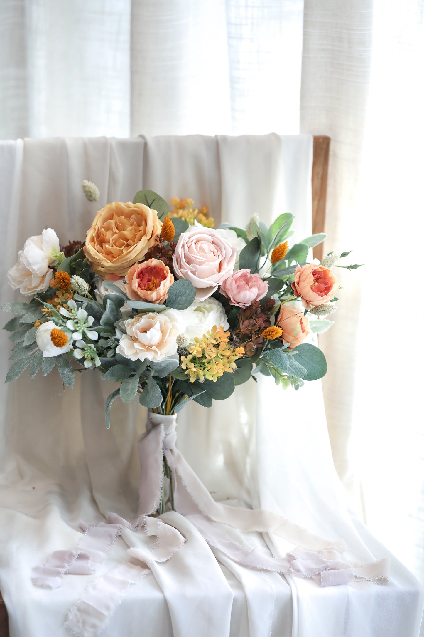 Yellow & Orange Silk Flowers Bouquet
