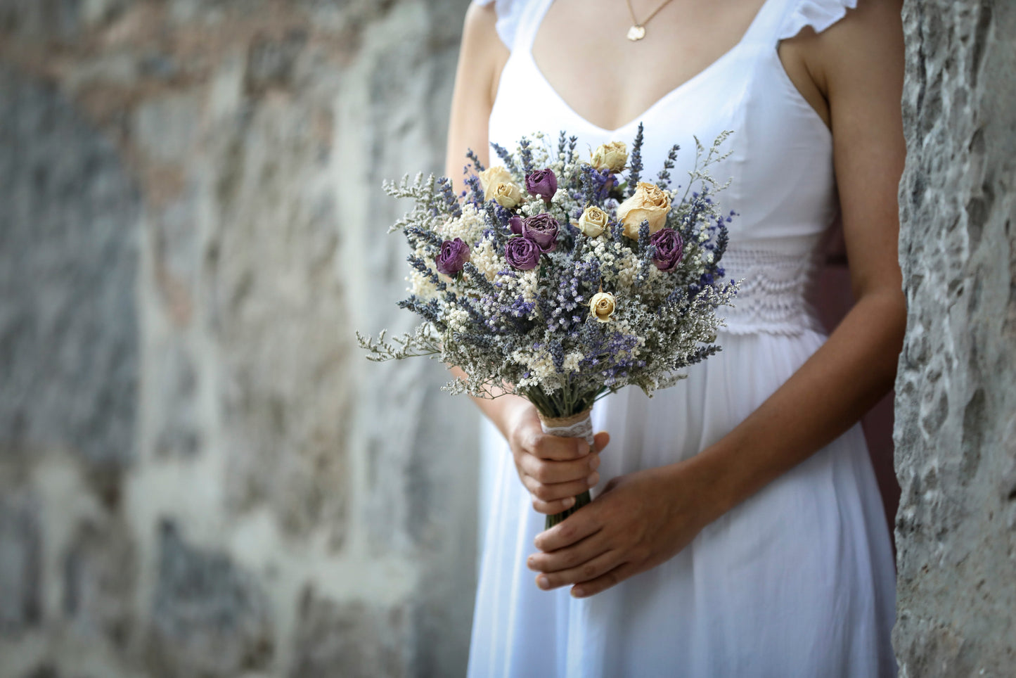 Lavender Roses & Baby Breath Bouquet