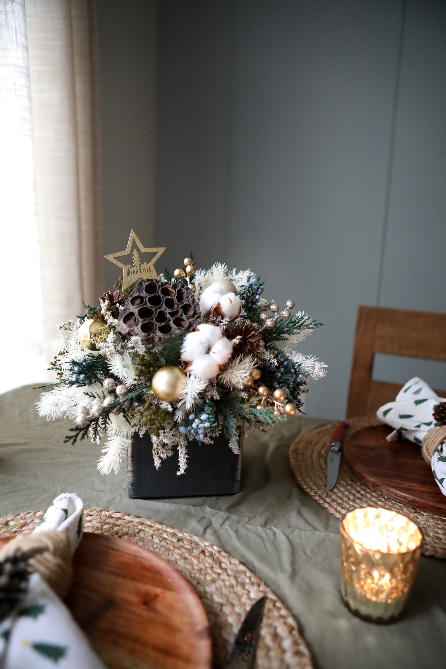Cotton Flowers Winter Arrangement