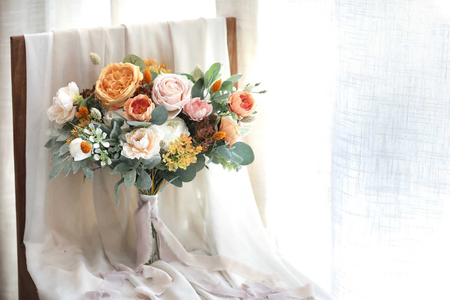 Yellow & Orange Silk Flowers Bouquet