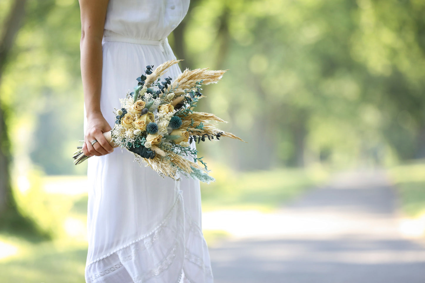 Turquoise and Roses Bridal Bouquet