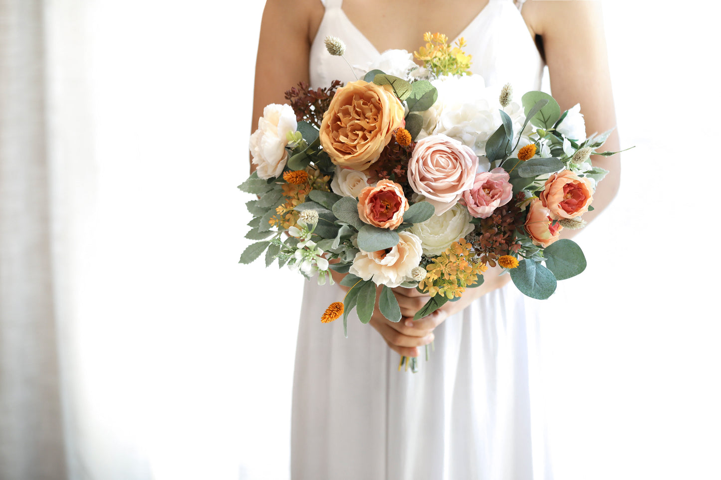 Yellow & Orange Silk Flowers Bouquet