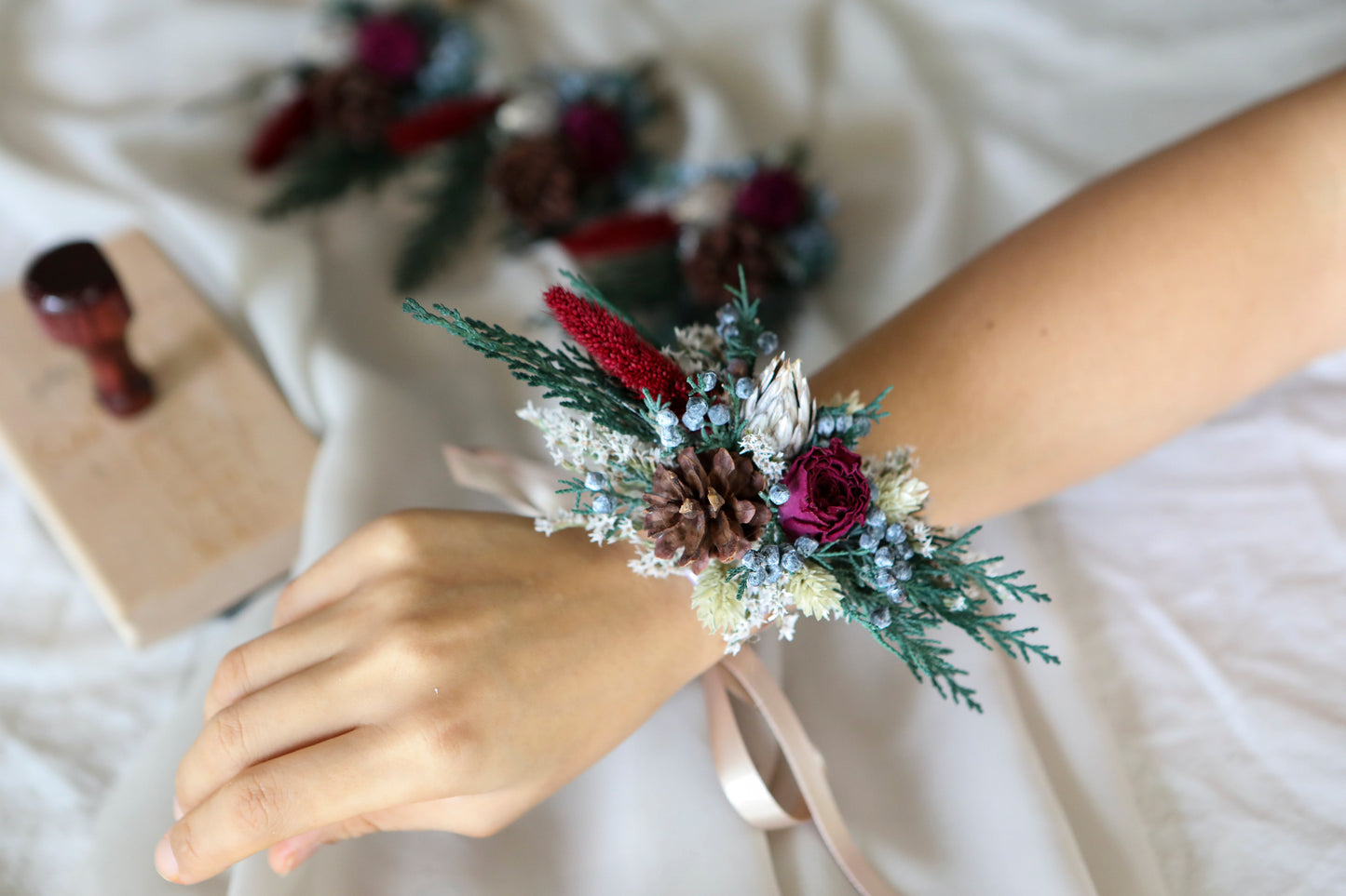 Burgundy Winter Dried Flowers Bouquet