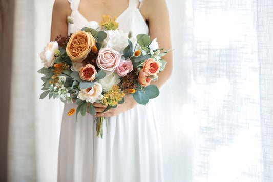 Yellow & Orange Silk Flowers Bouquet