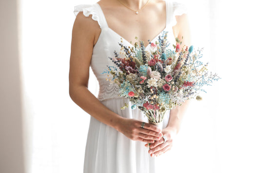 Baby Blue & Pink Wedding Bouquet