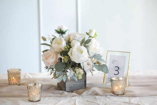 White & Eucalyptus Centerpiece
