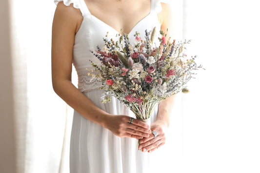 Lavender & Dried Pink Roses Bouquet