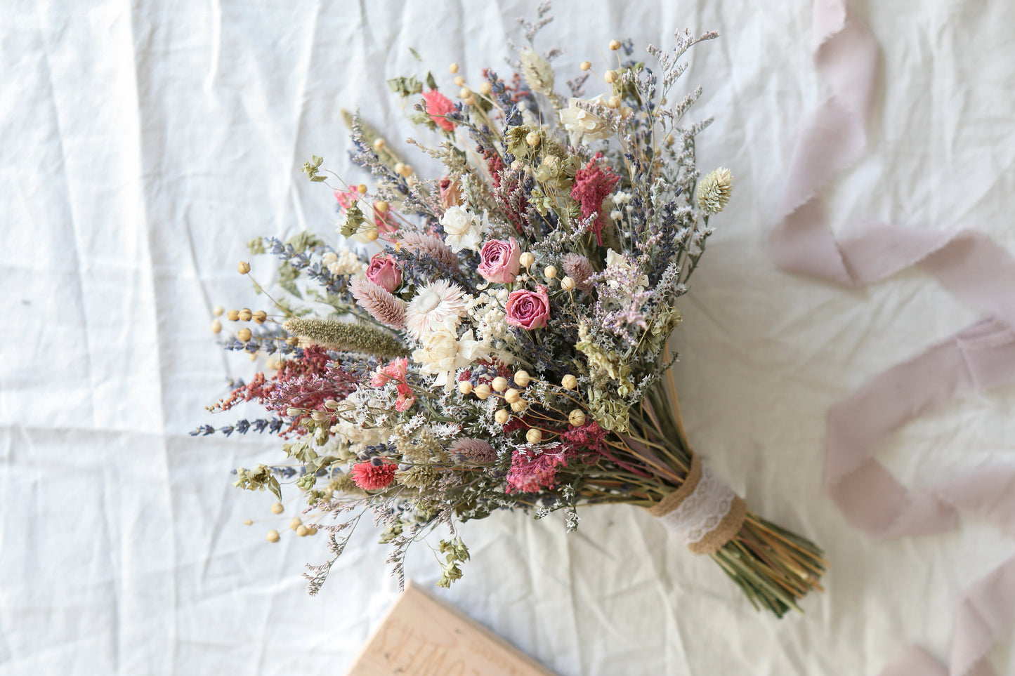 Lavender & Dried Pink Roses Bouquet