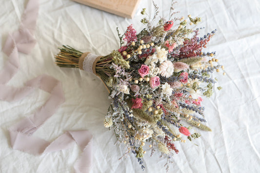 Lavender & Dried Pink Roses Bouquet