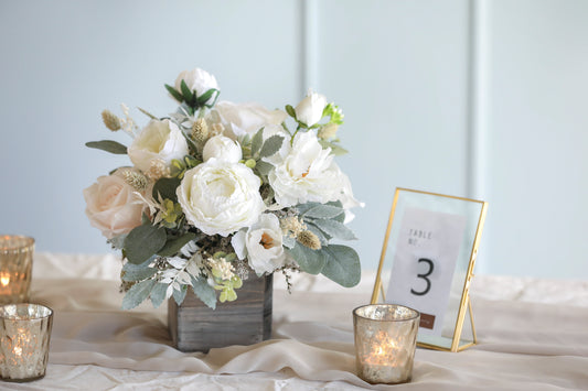 White & Eucalyptus Centerpiece