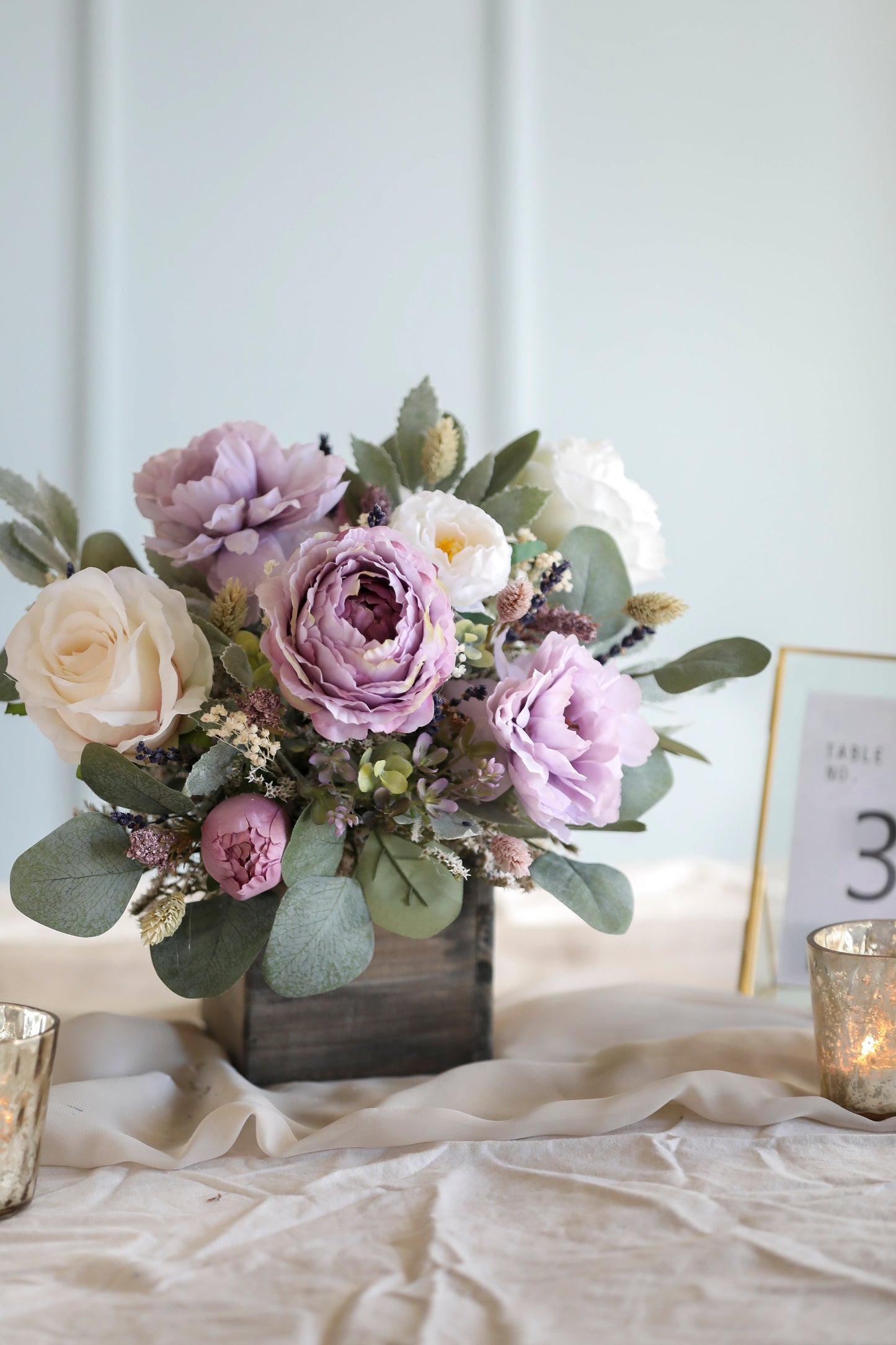 Lavender Silk Flowers Centerpiece