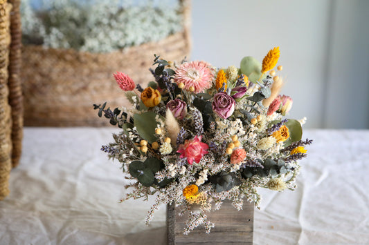 Dried Roses & Eucalyptus Centerpiece