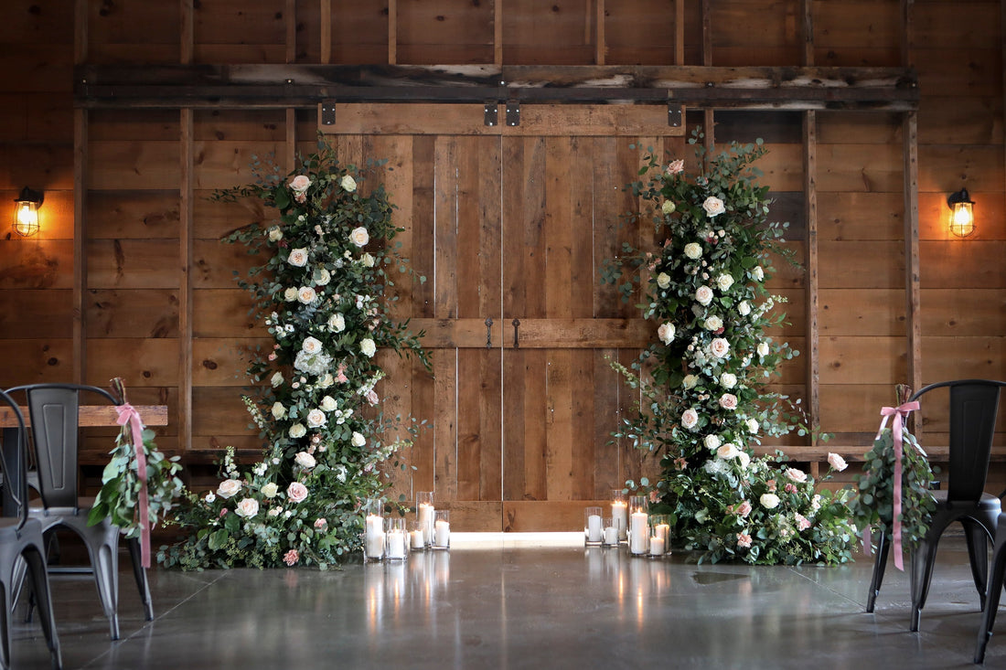 Cave Spring Vineyard wedding flowers – ceremony floral installation