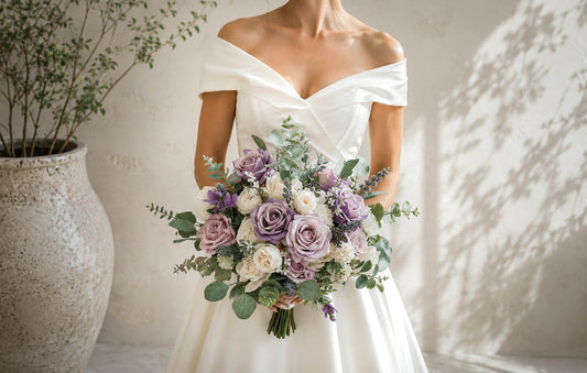 Lavender Silk Wedding Bouquet, Romantic Artificial Bridal Flowers