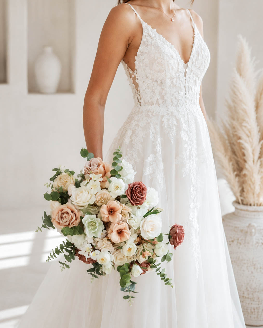 Netral Earth Bouquet, Silk Flower Wedding Bouquet, Bridesmaids, Bridal Set