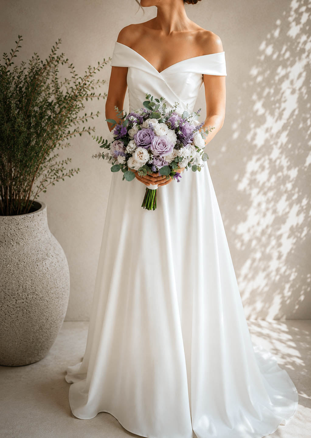 Lavender Silk Wedding Bouquet, Romantic Artificial Bridal Flowers