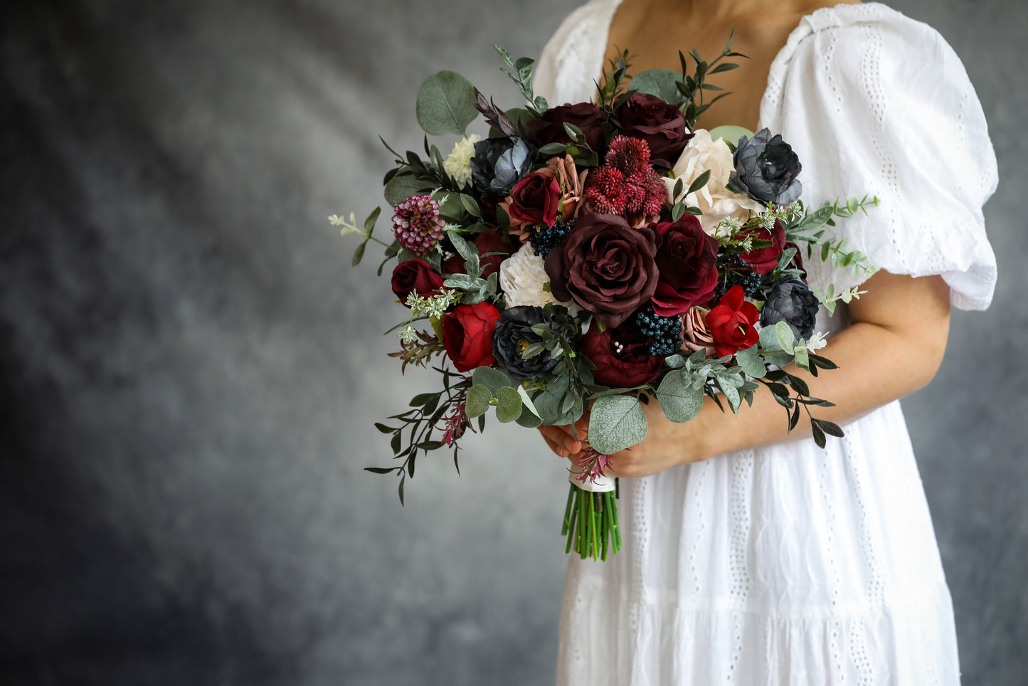 Burgundy & Ivory Gray Bouquet