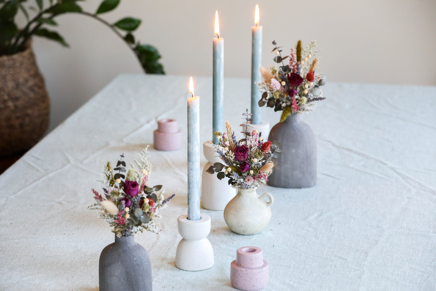 Eucalyptus & Hot Pink Roses Boho Bouquet