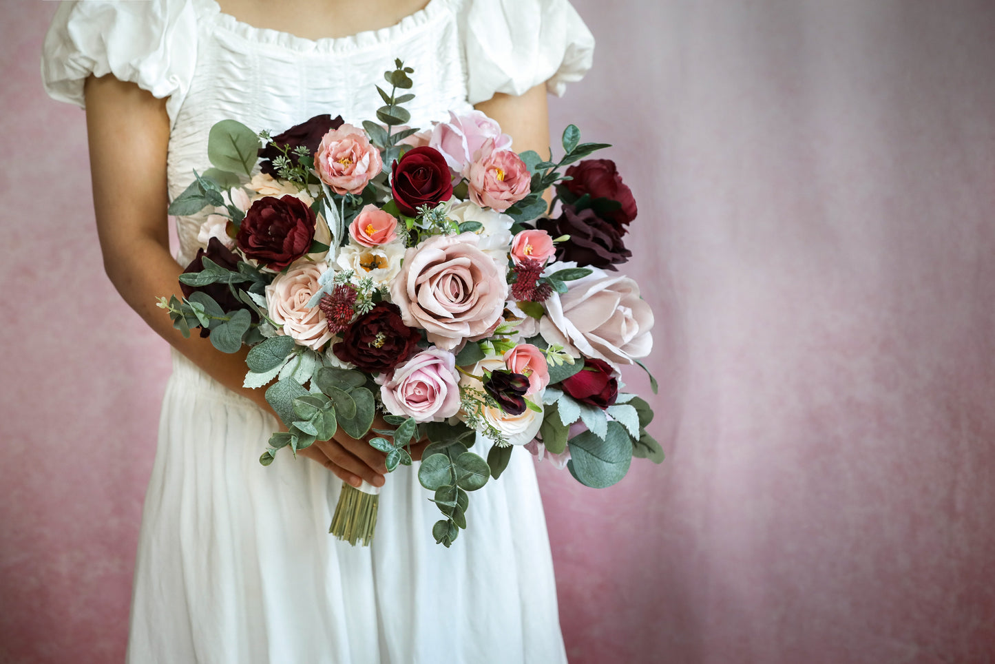 Romantic Pink And Burgundy Bouquet