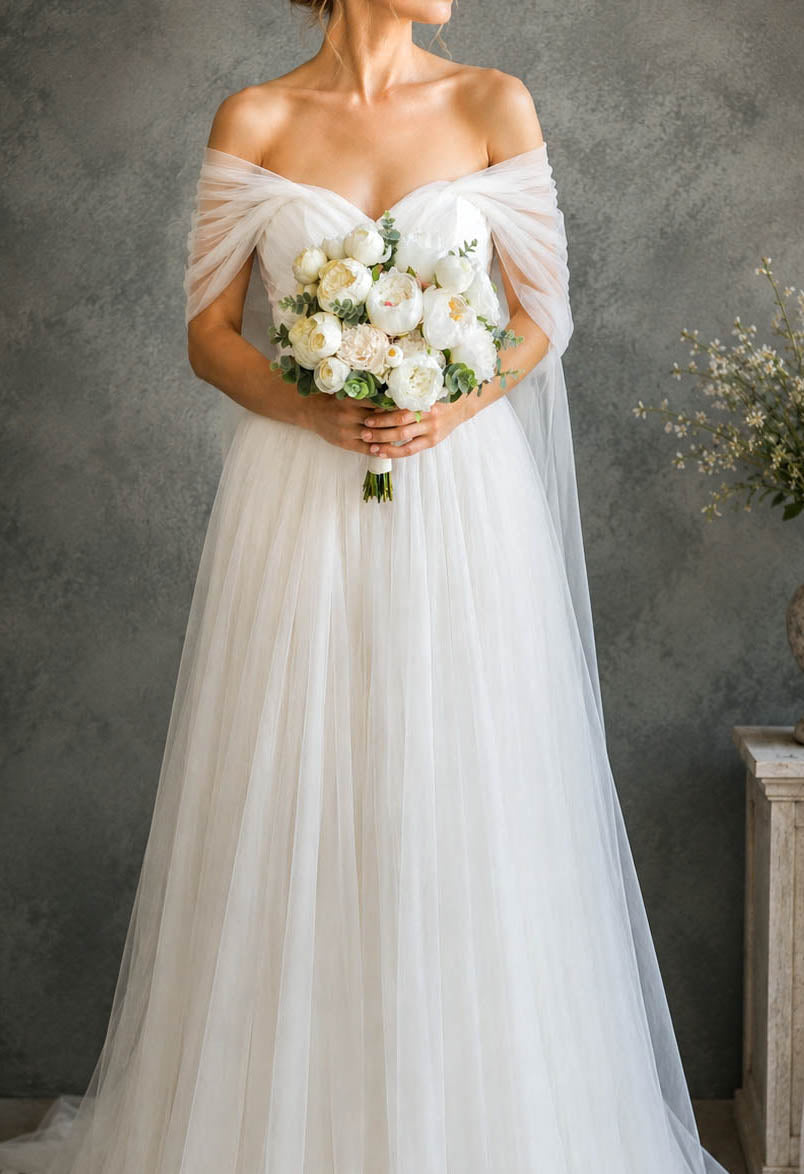 White Peony Silk Wedding Bouquet, Elegant Artificial Bridal Flowers