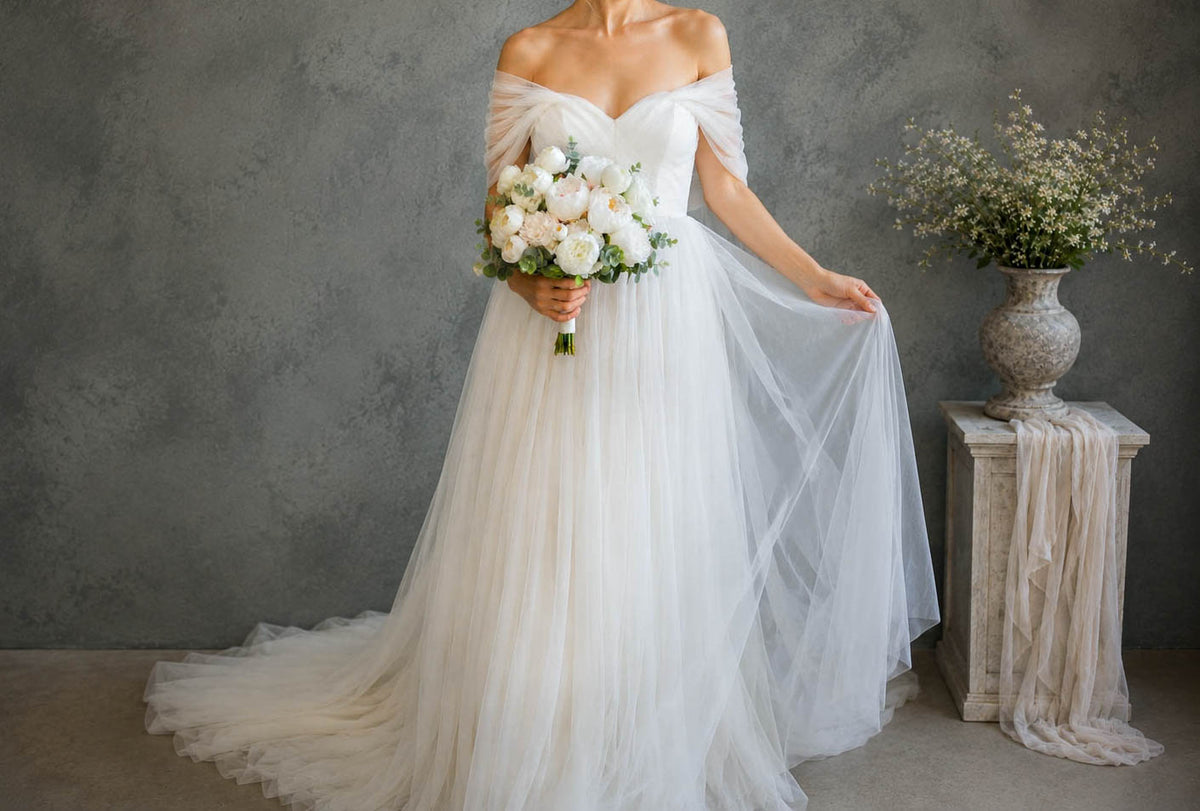 White Peony Silk Wedding Bouquet, Elegant Artificial Bridal Flowers