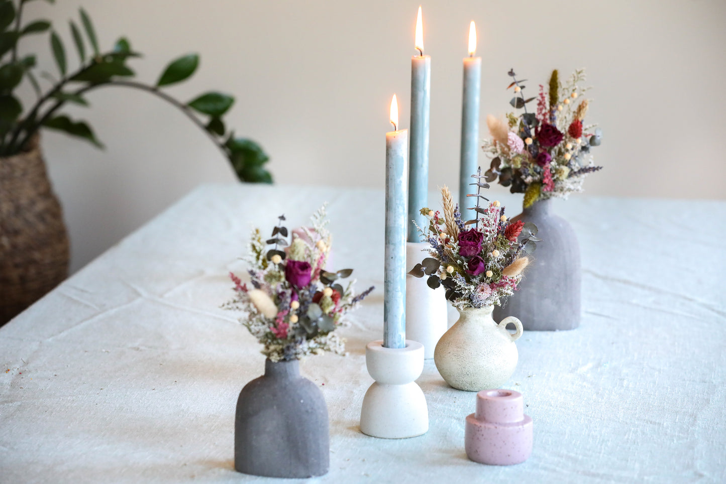 Eucalyptus & Hot Pink Roses Boho Bouquet