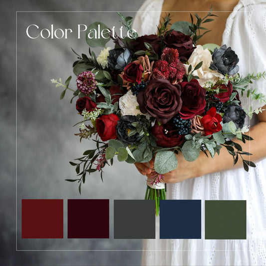 Burgundy & Ivory Gray Bouquet