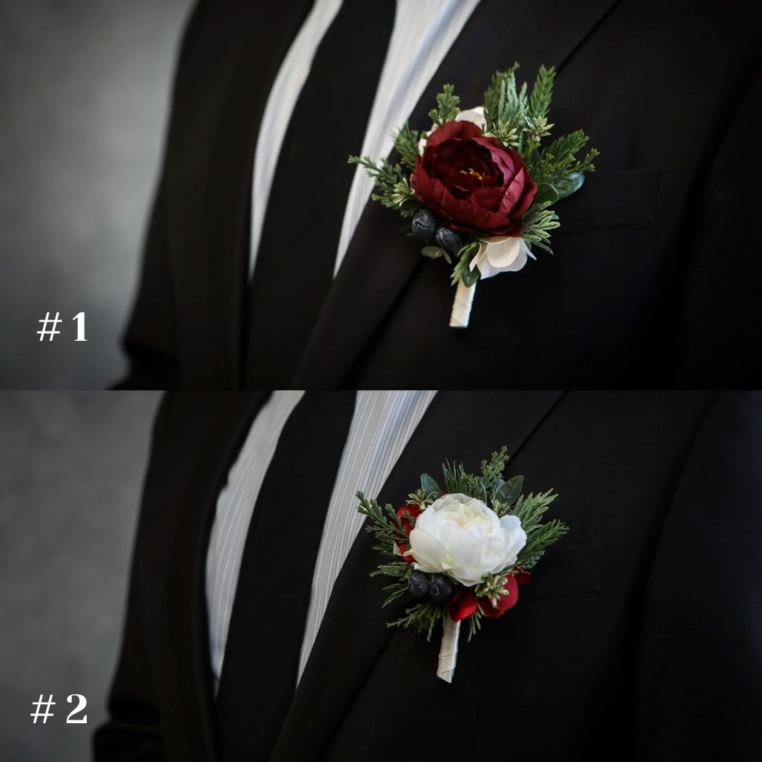 Winter Burgundy And White Bouquet