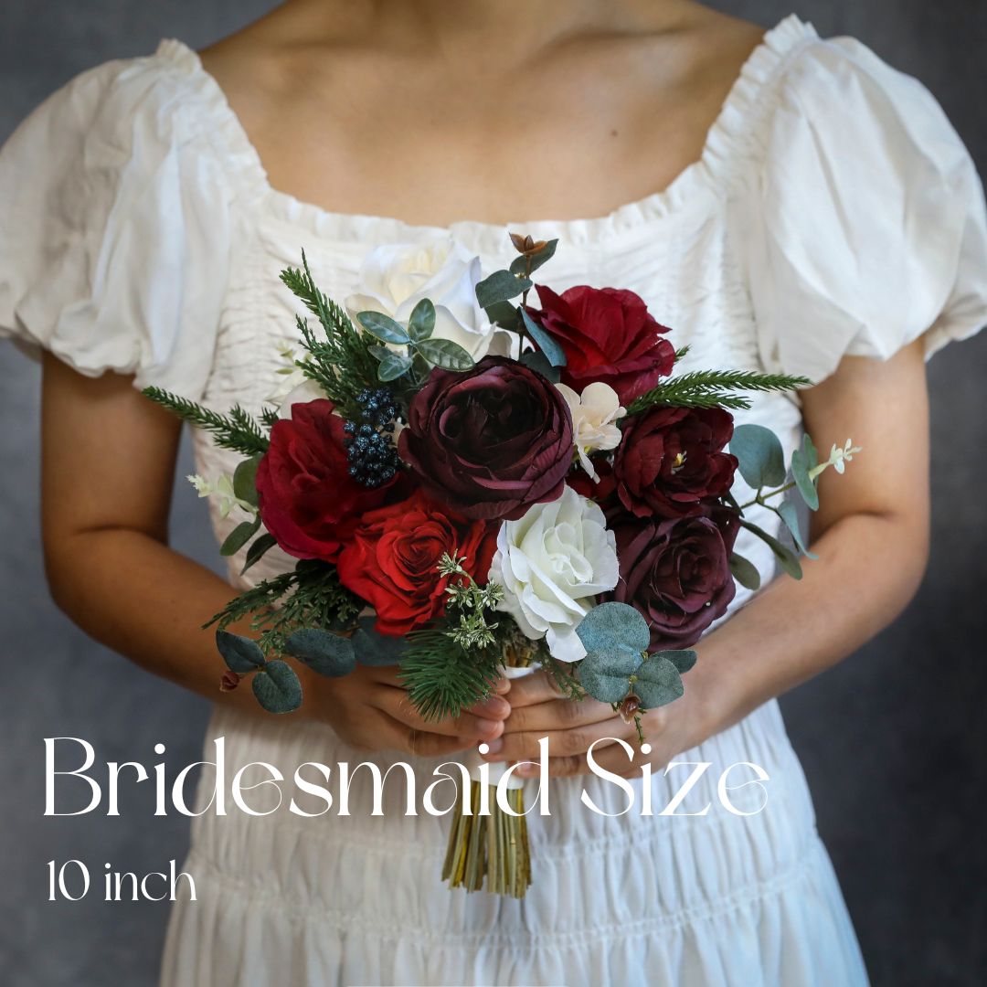 Winter Burgundy And White Bouquet