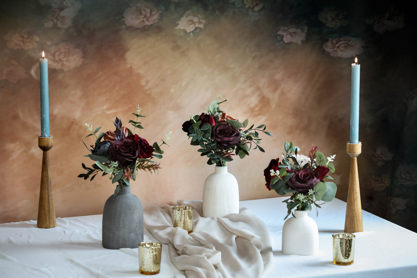 Burgundy & Ivory Gray Bouquet