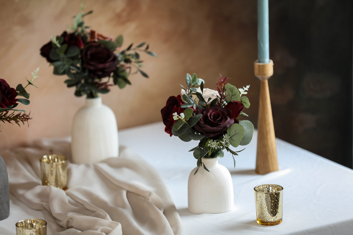 Burgundy & Ivory Gray Bouquet
