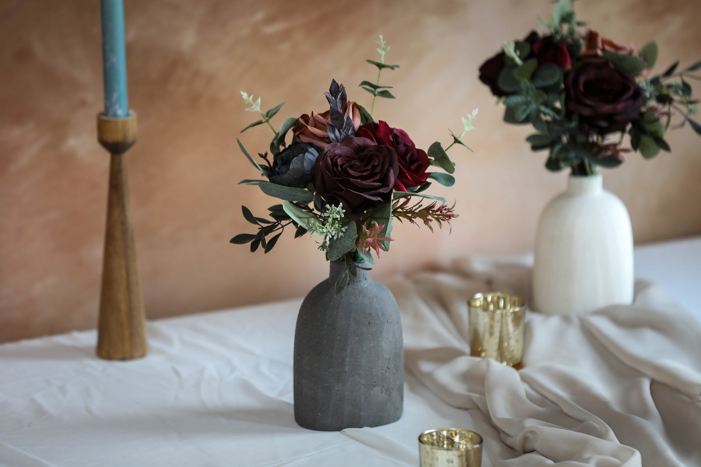 Burgundy & Ivory Gray Bouquet