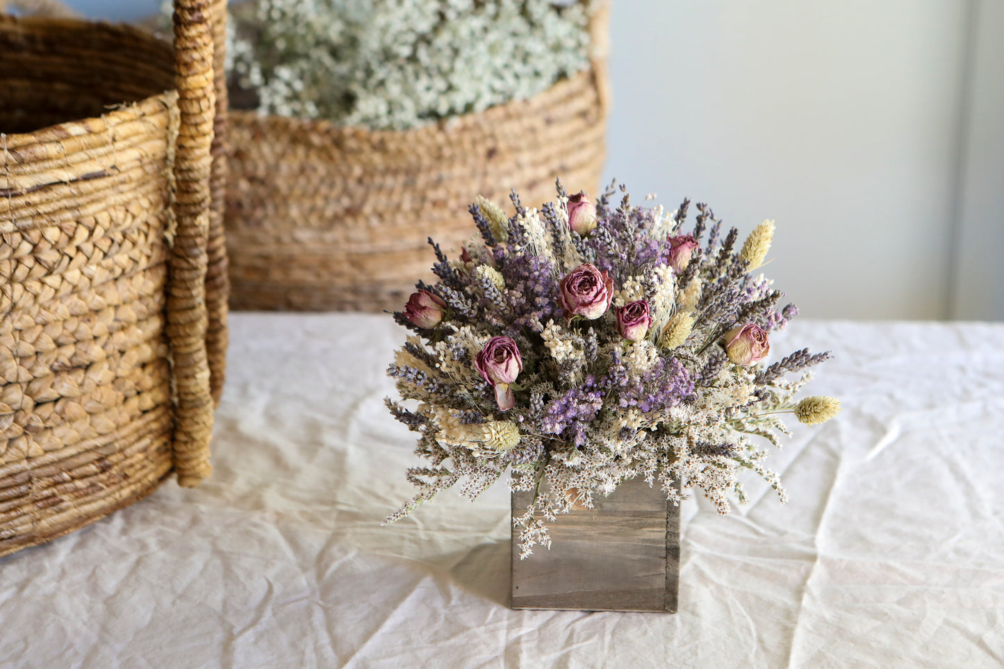 Lavender & Dried Roses Table Centerpiece