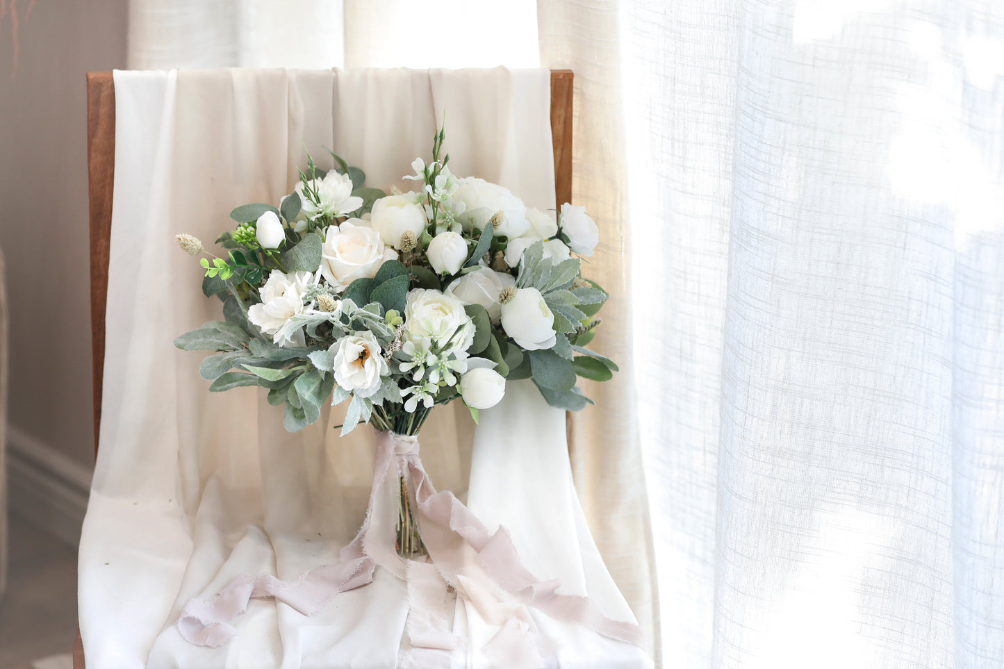 White Sage Silk Flowers Bouquet