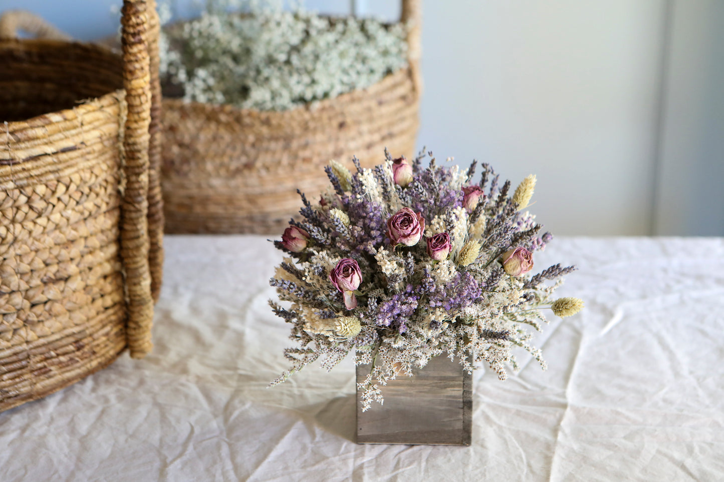 Lavender & Dried Roses Table Centerpiece