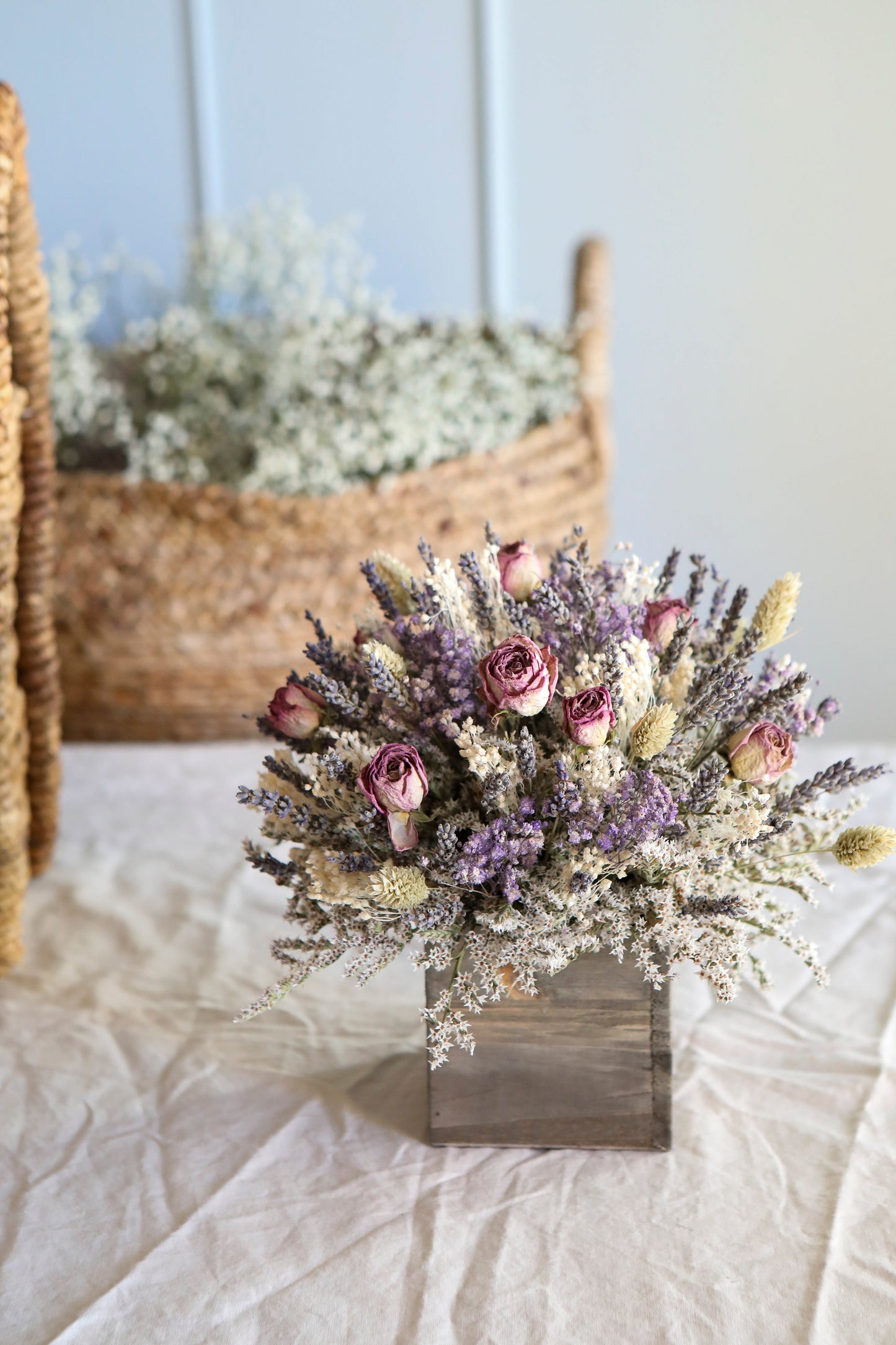 Lavender & Dried Roses Table Centerpiece