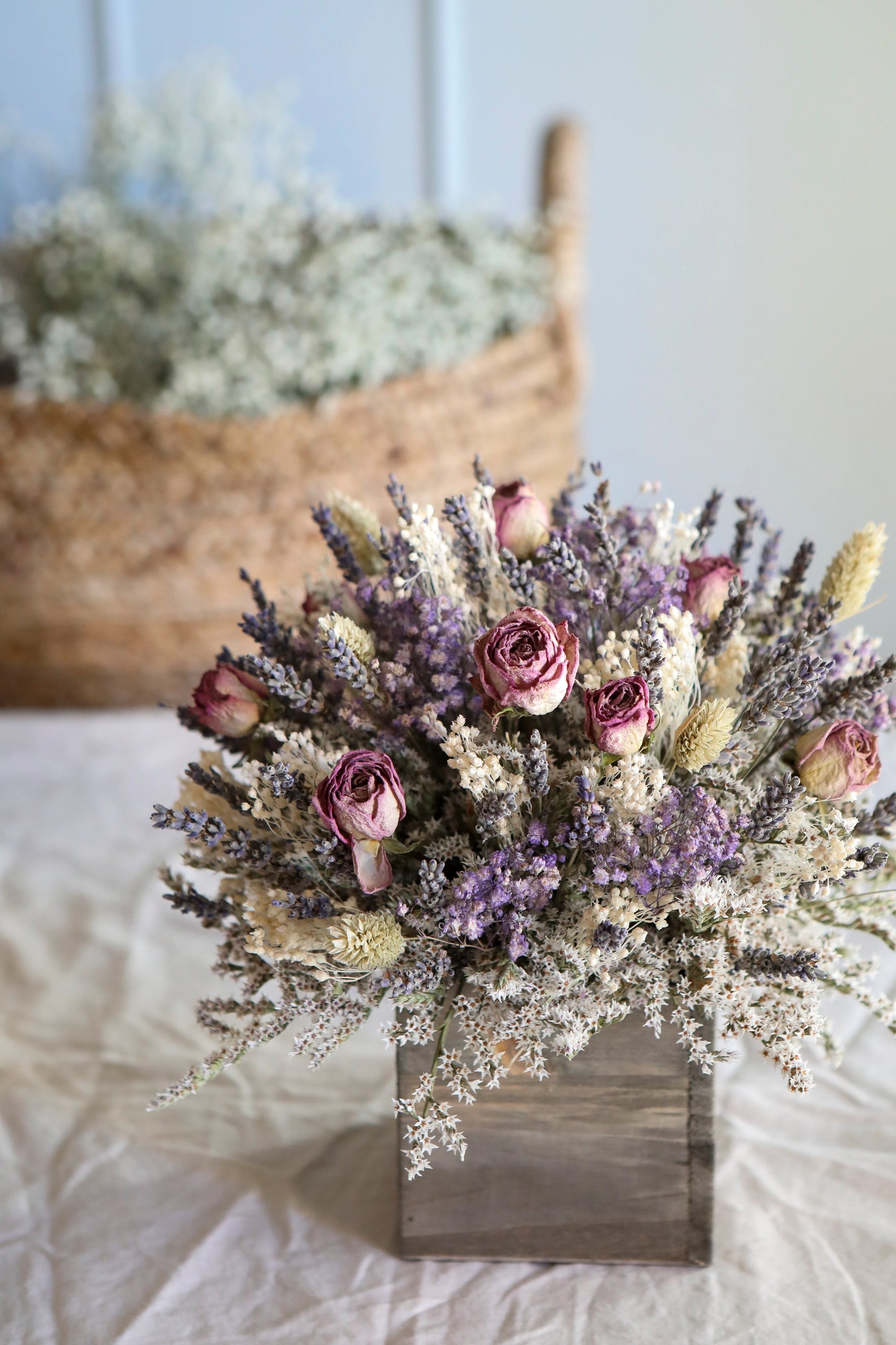 Lavender & Dried Roses Table Centerpiece